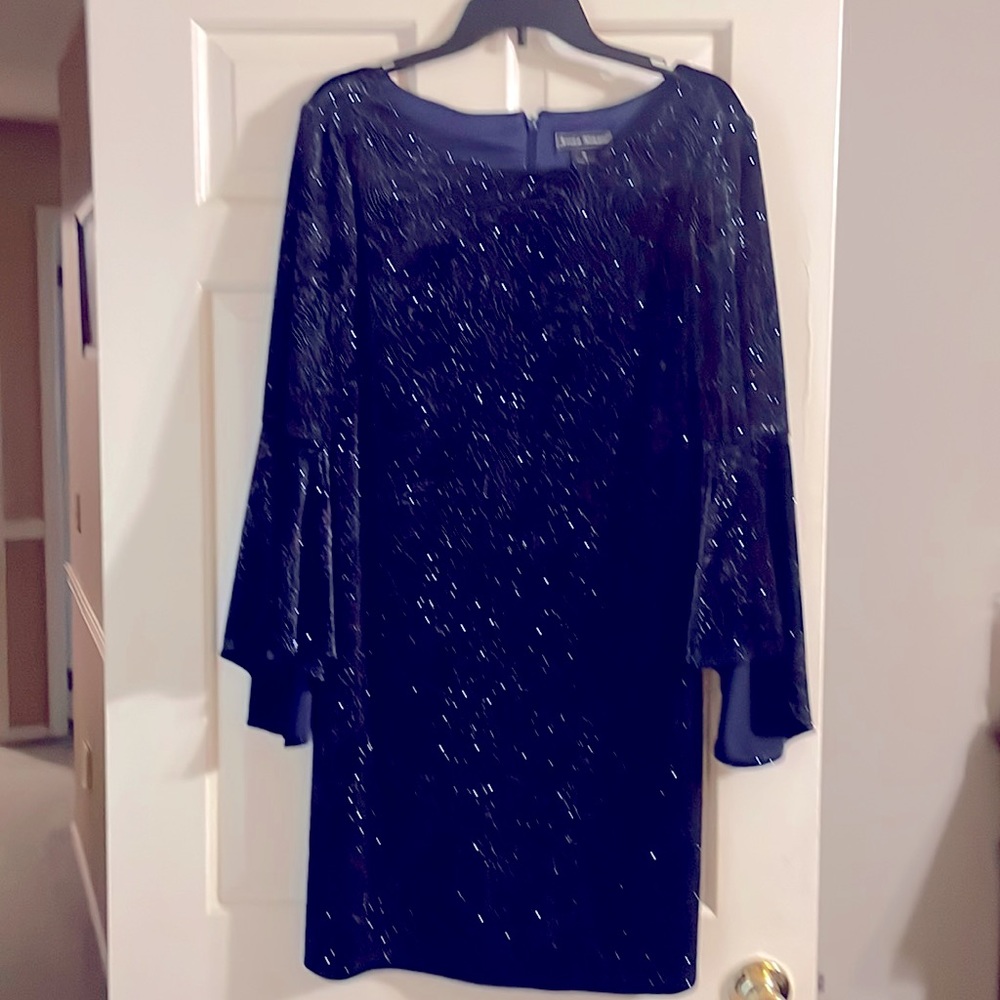 Sz 16 women’s navy blue Jessica Howard knee length dress with peasant sleeves